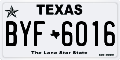 TX license plate BYF6016