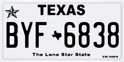 TX license plate BYF6838