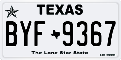 TX license plate BYF9367