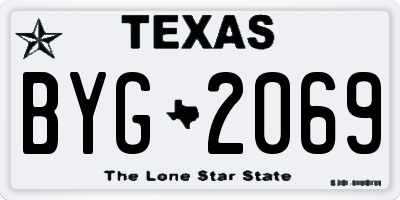 TX license plate BYG2069