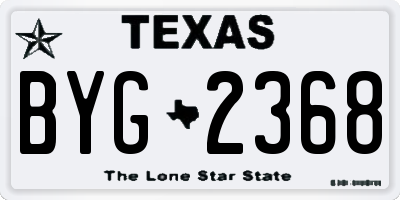 TX license plate BYG2368