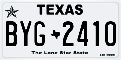 TX license plate BYG2410