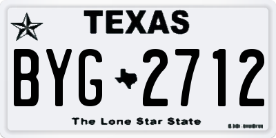 TX license plate BYG2712