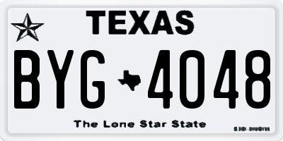 TX license plate BYG4048