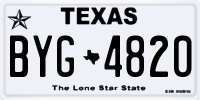 TX license plate BYG4820