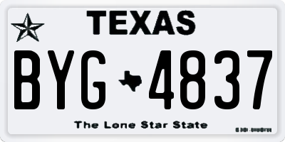 TX license plate BYG4837