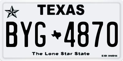 TX license plate BYG4870