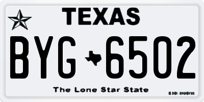 TX license plate BYG6502