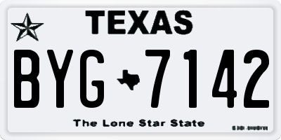 TX license plate BYG7142