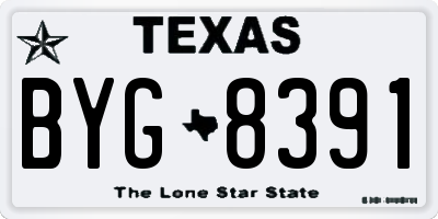 TX license plate BYG8391