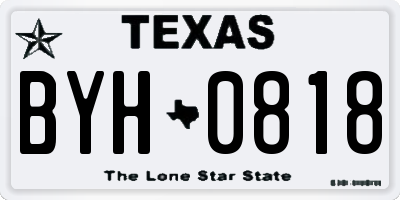 TX license plate BYH0818