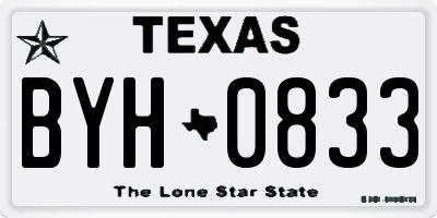 TX license plate BYH0833