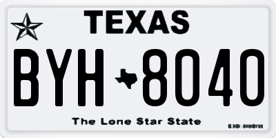 TX license plate BYH8040
