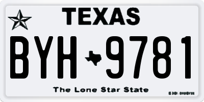 TX license plate BYH9781
