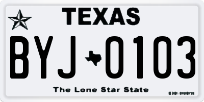 TX license plate BYJ0103