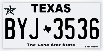 TX license plate BYJ3536