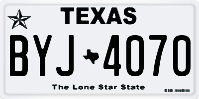 TX license plate BYJ4070
