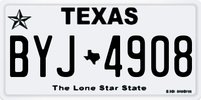 TX license plate BYJ4908