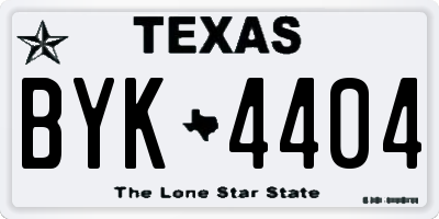 TX license plate BYK4404