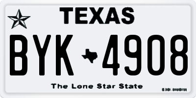TX license plate BYK4908