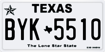TX license plate BYK5510