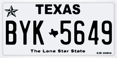 TX license plate BYK5649