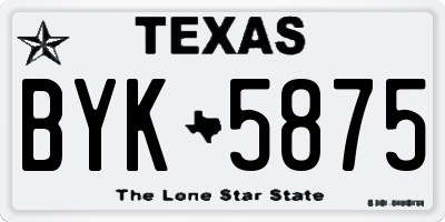 TX license plate BYK5875