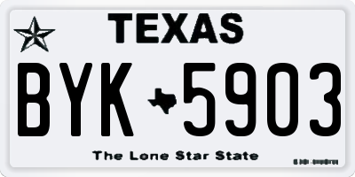TX license plate BYK5903