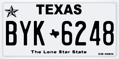 TX license plate BYK6248