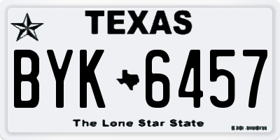 TX license plate BYK6457