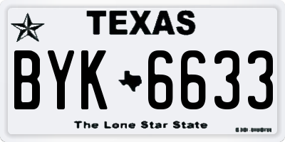TX license plate BYK6633