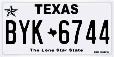TX license plate BYK6744
