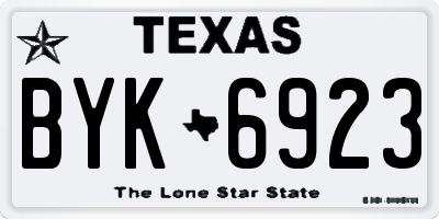 TX license plate BYK6923