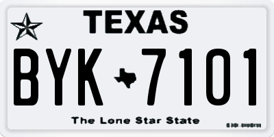 TX license plate BYK7101