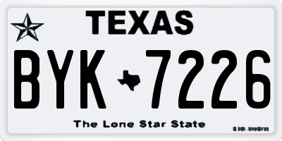 TX license plate BYK7226