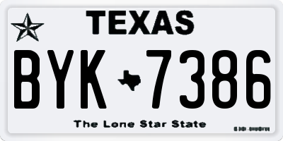 TX license plate BYK7386
