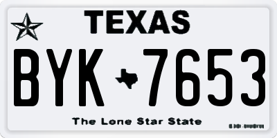 TX license plate BYK7653