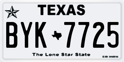 TX license plate BYK7725