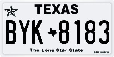 TX license plate BYK8183