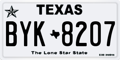 TX license plate BYK8207
