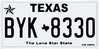 TX license plate BYK8330