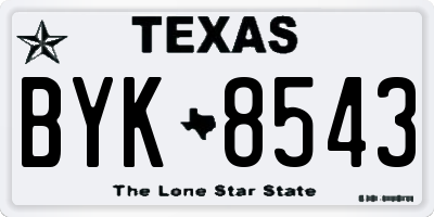 TX license plate BYK8543