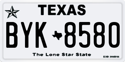TX license plate BYK8580