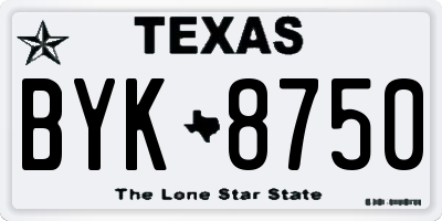 TX license plate BYK8750