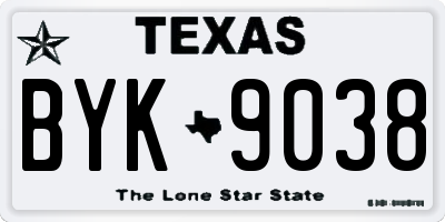 TX license plate BYK9038
