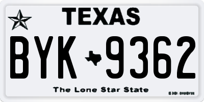 TX license plate BYK9362