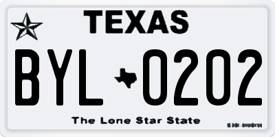 TX license plate BYL0202