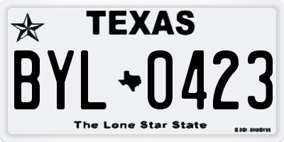 TX license plate BYL0423