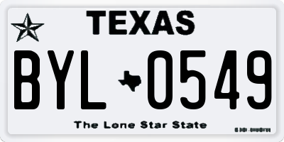 TX license plate BYL0549