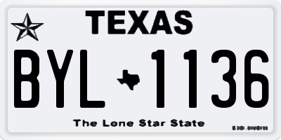 TX license plate BYL1136